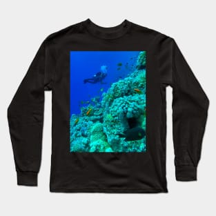 Coral reef and scuba diver Long Sleeve T-Shirt